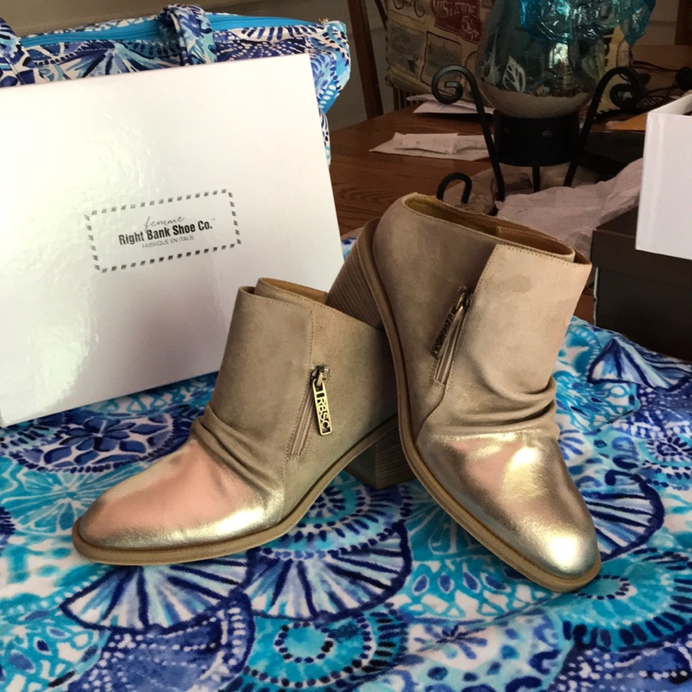 NWT Neutral with Gold mules.